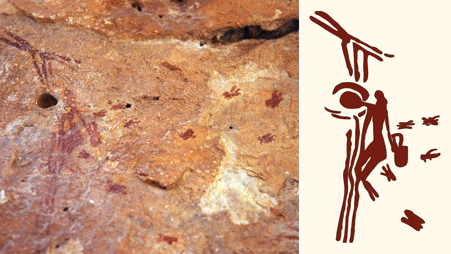 Pintura rupestre del mesolítico (8000 a 6000 a. C.), en la Cueva de la Araña, cerca de la localidad de Bicorp (Valencia)