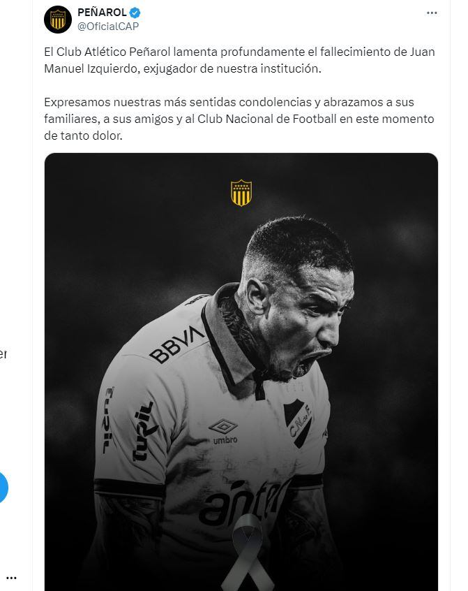 mensaje de peñarol muerte juan izquierdo