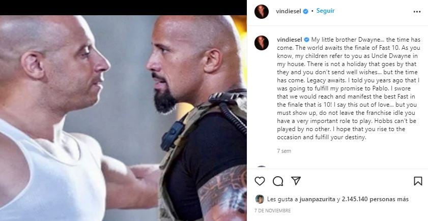 FOTO: Instagram/@vindiesel