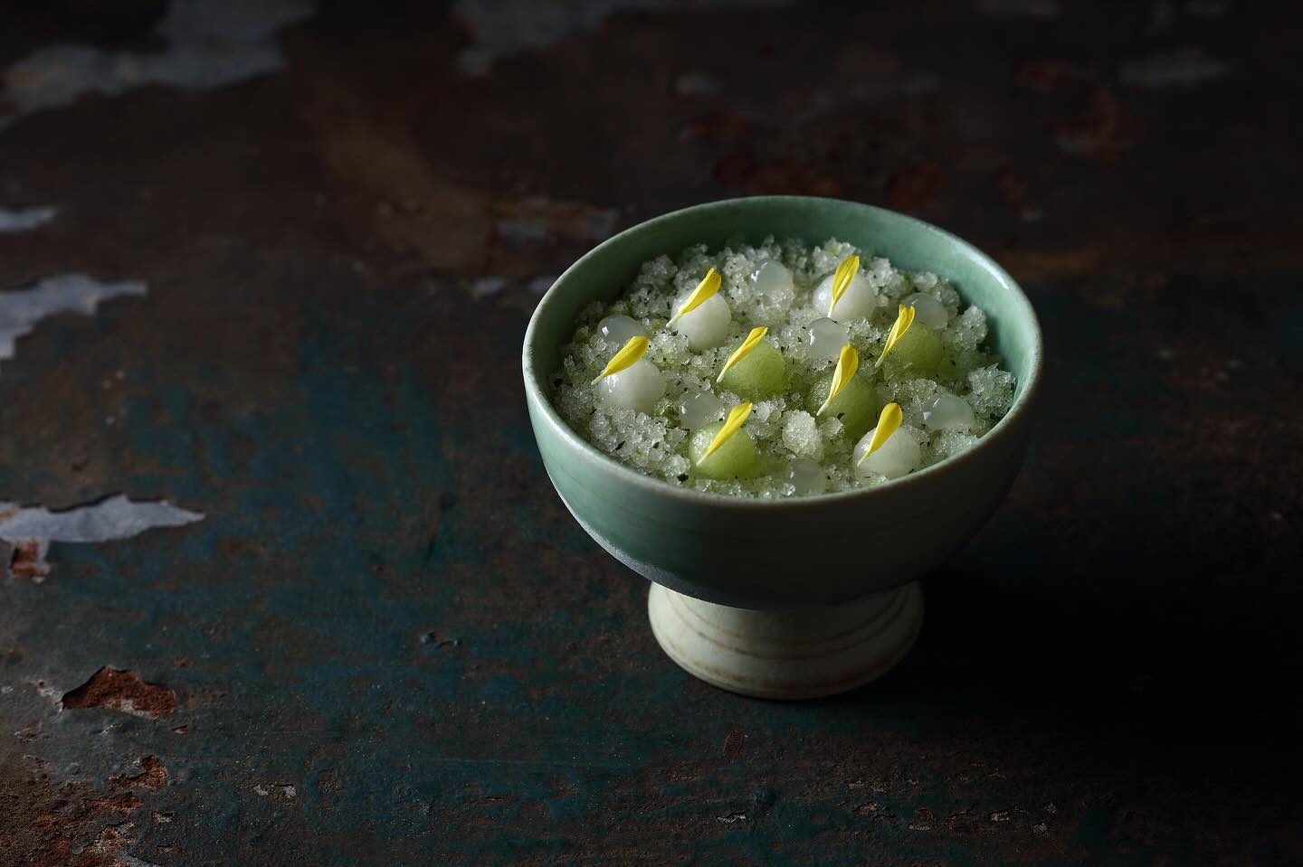 Helado de melón dentro del menú degustación de Minimal