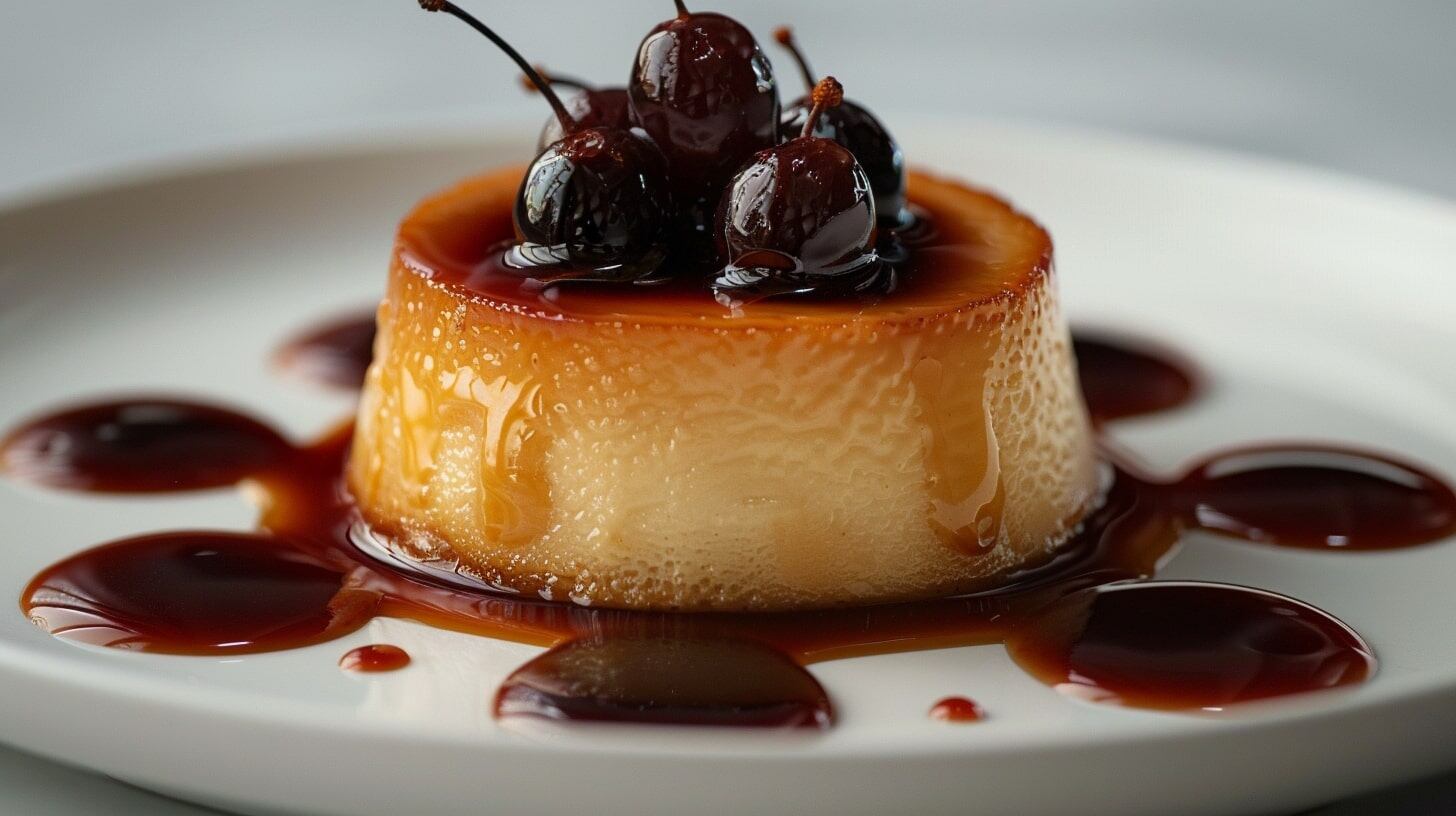 Postre, flan, ciruelas, caramelo, oscuro, sabor, receta, cocina, textura, comida, festivo, dulce, tentación, elegante, sobremesa - (Imagen Ilustrativa Infobae)