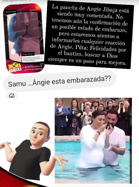 Angie Jibaja fue bautizada en Chile y muestra pancita.