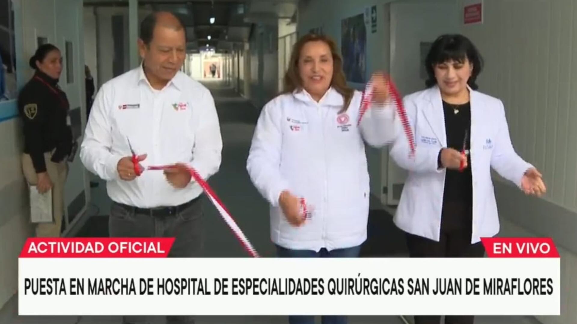 Dina Boluarte participó de la puesta en marcha de un nuevo hospital en San Juan de Miraflores con la única presencia del canal oficial del Estado en el evento. (Foto: Captura/TV Perú)