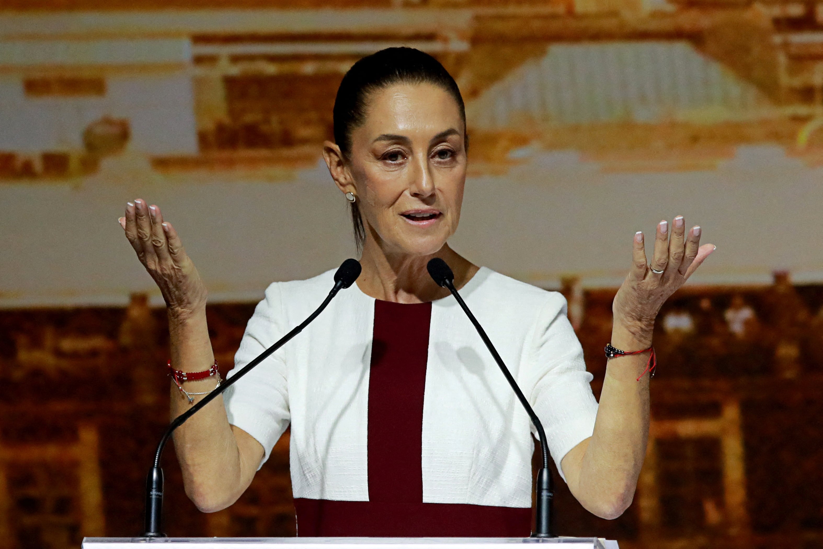 FILE PHOTO: Mexican President-elect Claudia Sheinbaum holds a meeting with elected federal legislators at the World Trade Center in Mexico City, Mexico June 18, 2024. REUTERS/Henry Romero/File Photo