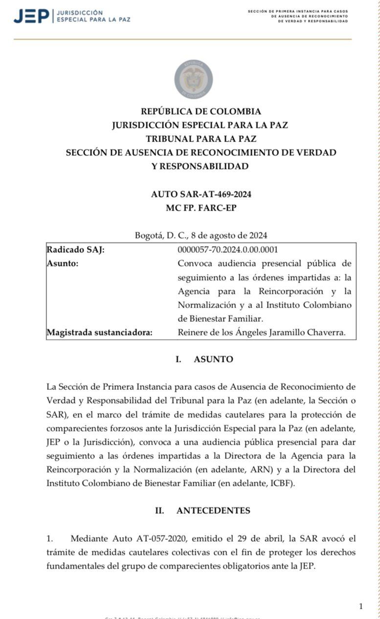 Proteger la vida e integridad de quienes en 2016 firmaron el Acuerdo de Paz, es "imperativo para garantizar los derechos de las víctimas a la verdad, la justicia y la reparación", aseguró el alto tribunal - crédito JEP