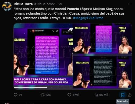 Revelaciones de Pamela López sobre Melissa Klug y Christian Cueva generan una ola de memes en redes. “El real efecto mariposa”. (Captura: 'X')