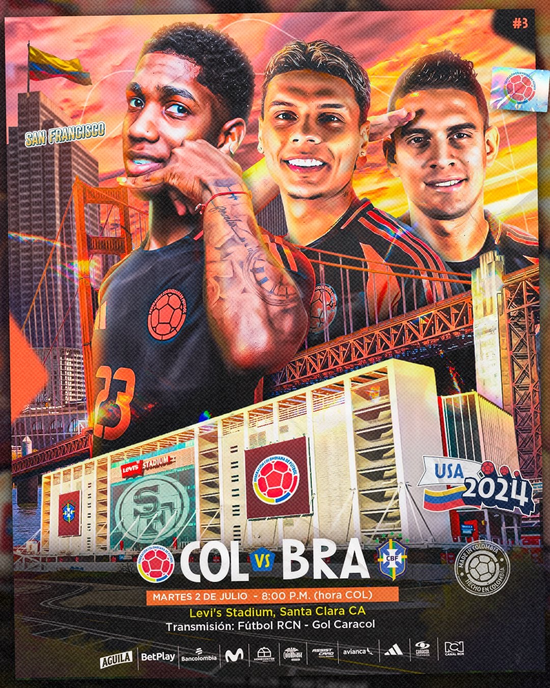 Afiche de promoción del partido de la selección Colombia vs. Brasil - crédito Federación Colombiana de Fútbol
