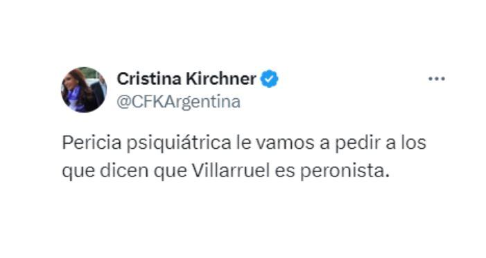 Mensaje de CFK Villarruel