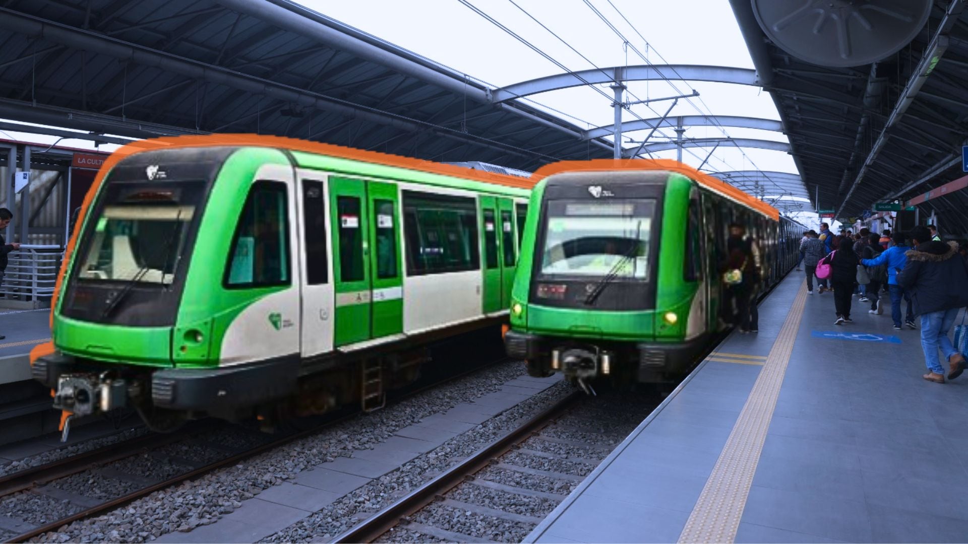 Dos trenes de Línea 1 del Metro de Lima