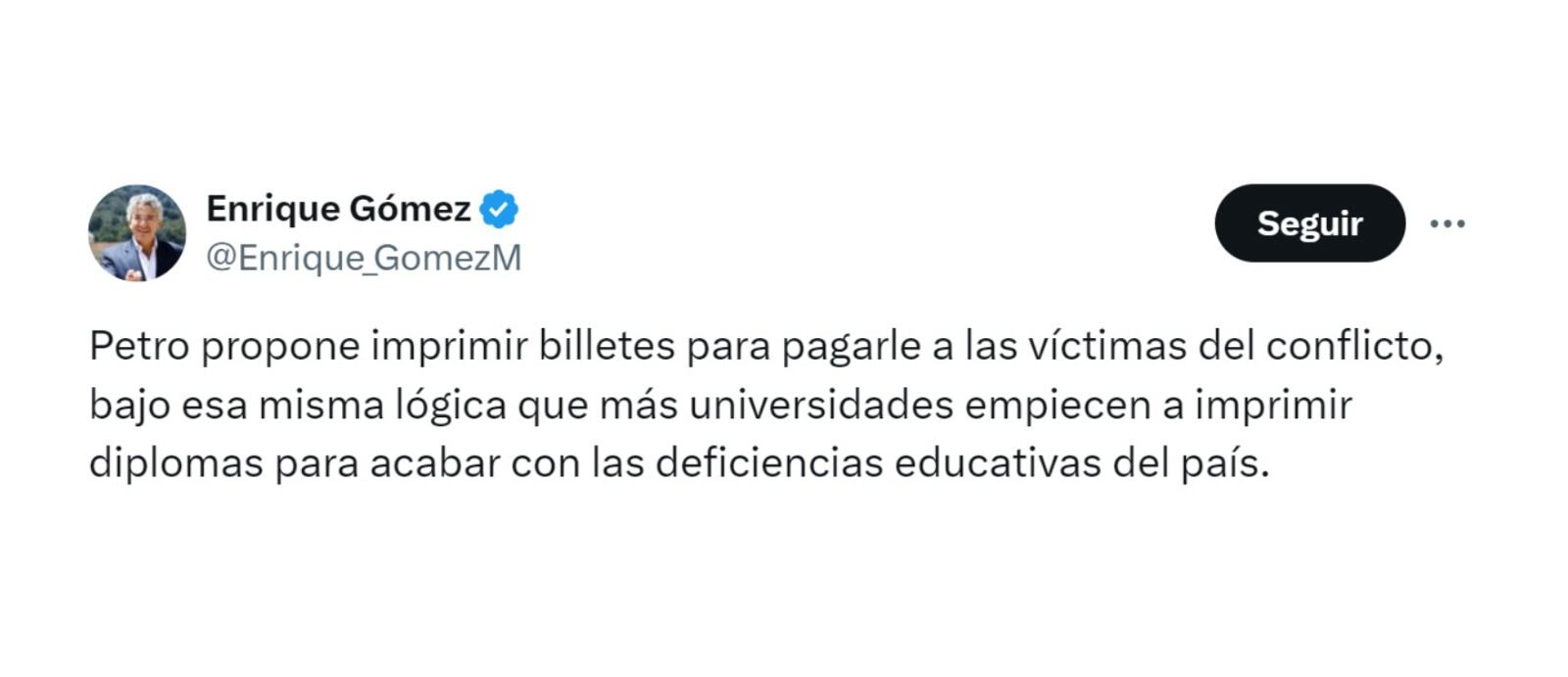 Enrique Gómez y sus críticas a Gustavo Petro