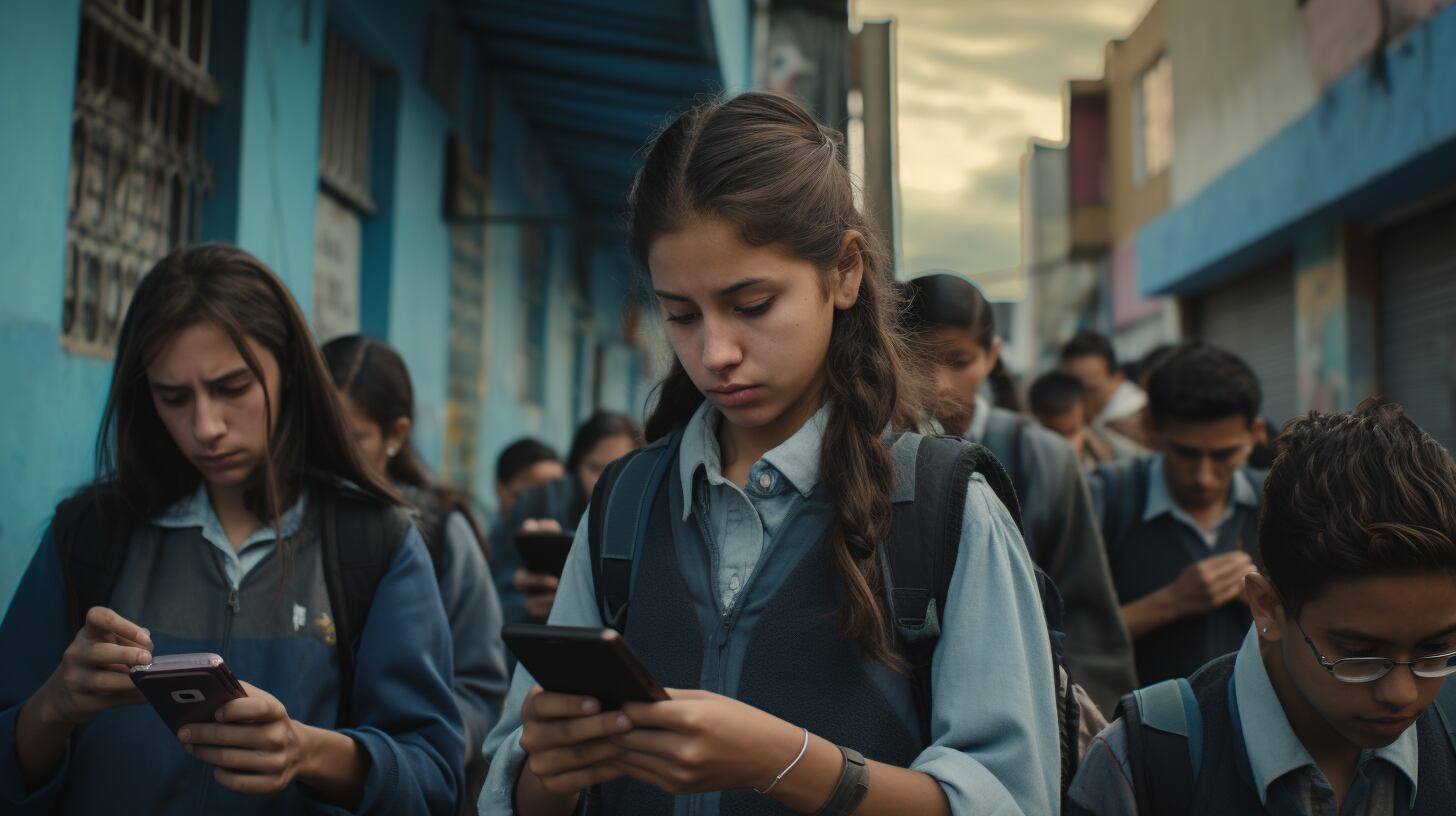 estudiantes, alumnos, teléfonos celulares en escuela, jóvenes con teléfonos celulares, (Imagen ilustrativa Infobae)