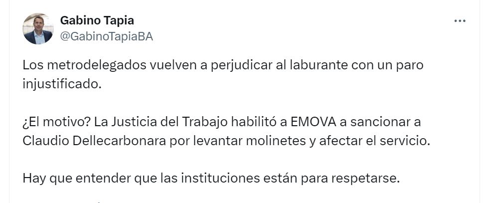 El ministro de Justicia porteño criticó el paro de subtes