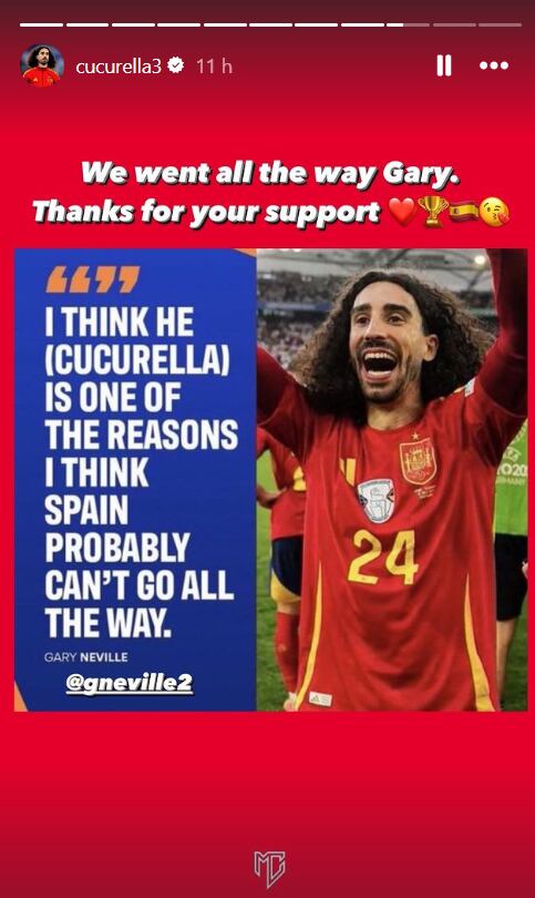 Historia de Instagram de Cucurella (@cucurella3, Instagram)