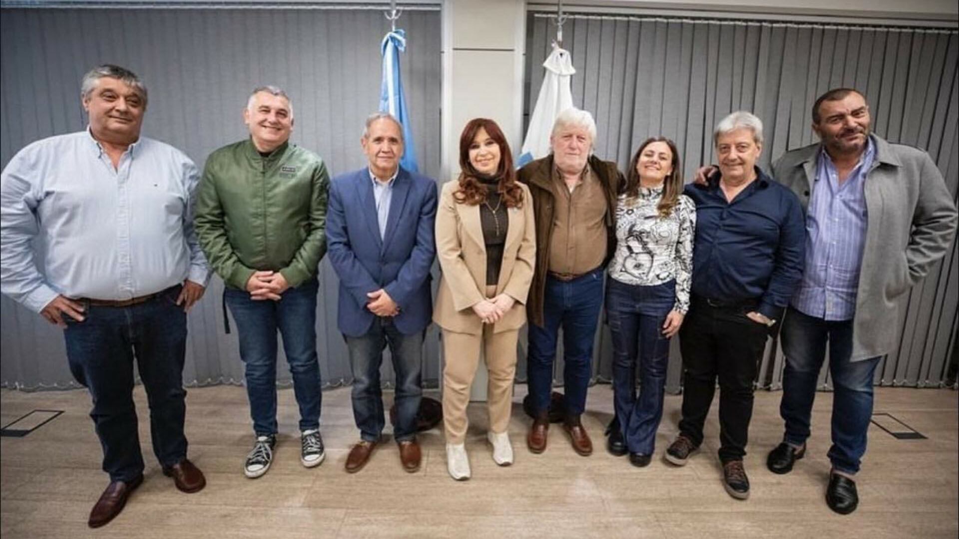 Cristina Kirchner con sindicalistas Sergio Palazzo y Abel Furlán