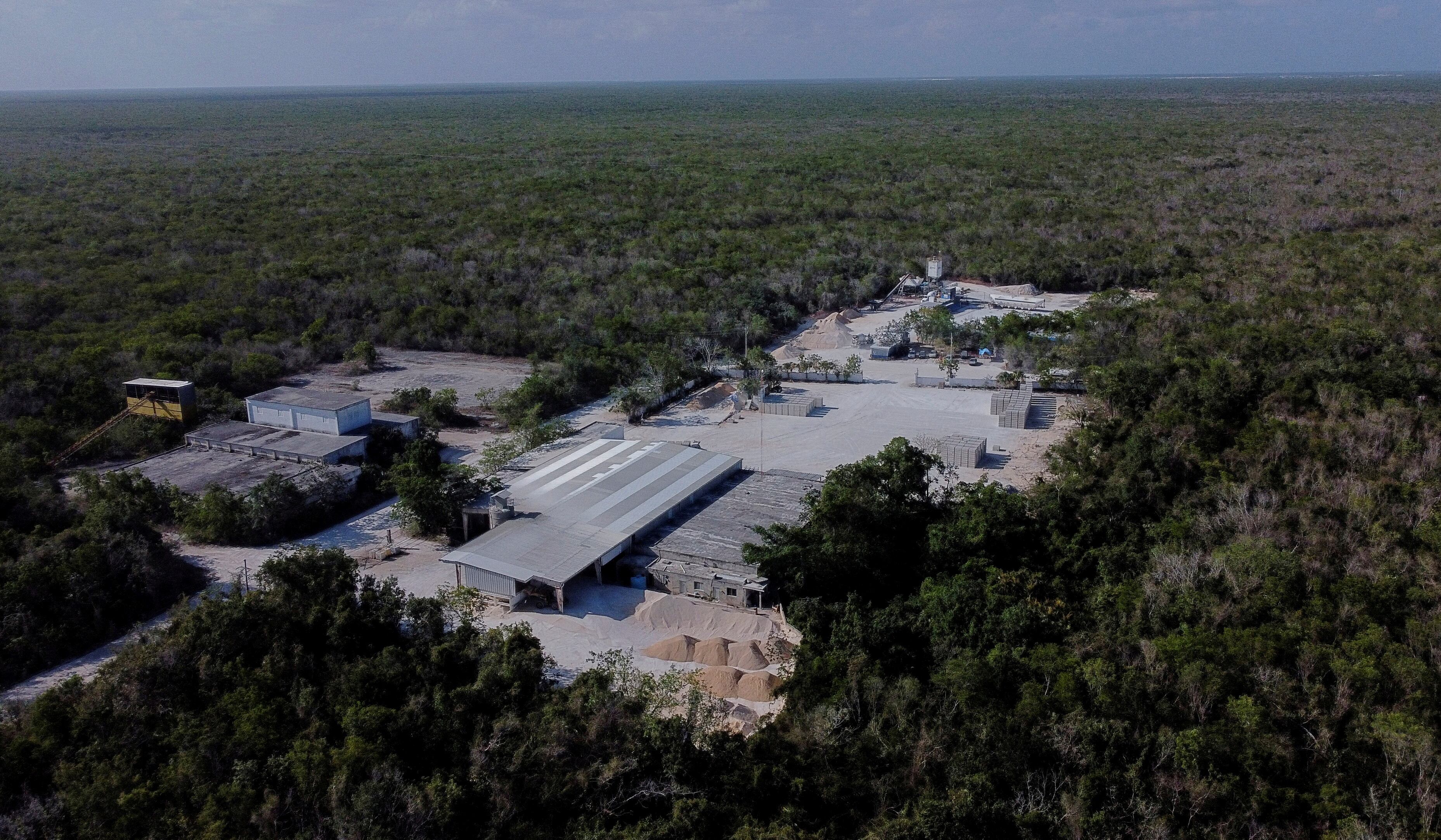 FILE PHOTO: A general view shows part of the limestone mining by Vulcan Materials in Calica, in Quintana Roo state, Mexico May 6, 2022. Picture taken with a drone May 6, 2022. REUTERS/Paola Chiomante/File Photo