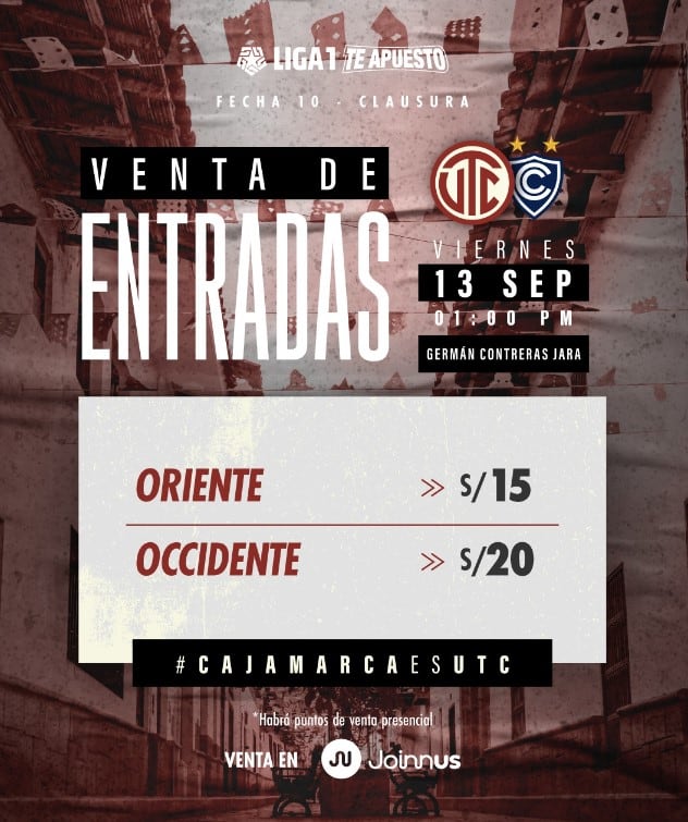 Entradas para el UTC vs Cienciano por Torneo Clausura 2024