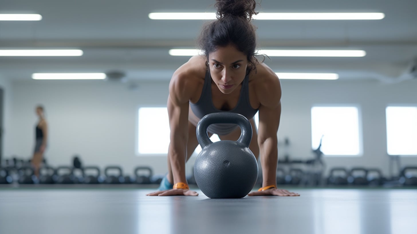 Imagen de una mujer ejercitándose con una kettlebell en un gimnasio, destacando la importancia del ejercicio regular para mantener un estilo de vida activo y saludable. (Imagen ilustrativa Infobae)