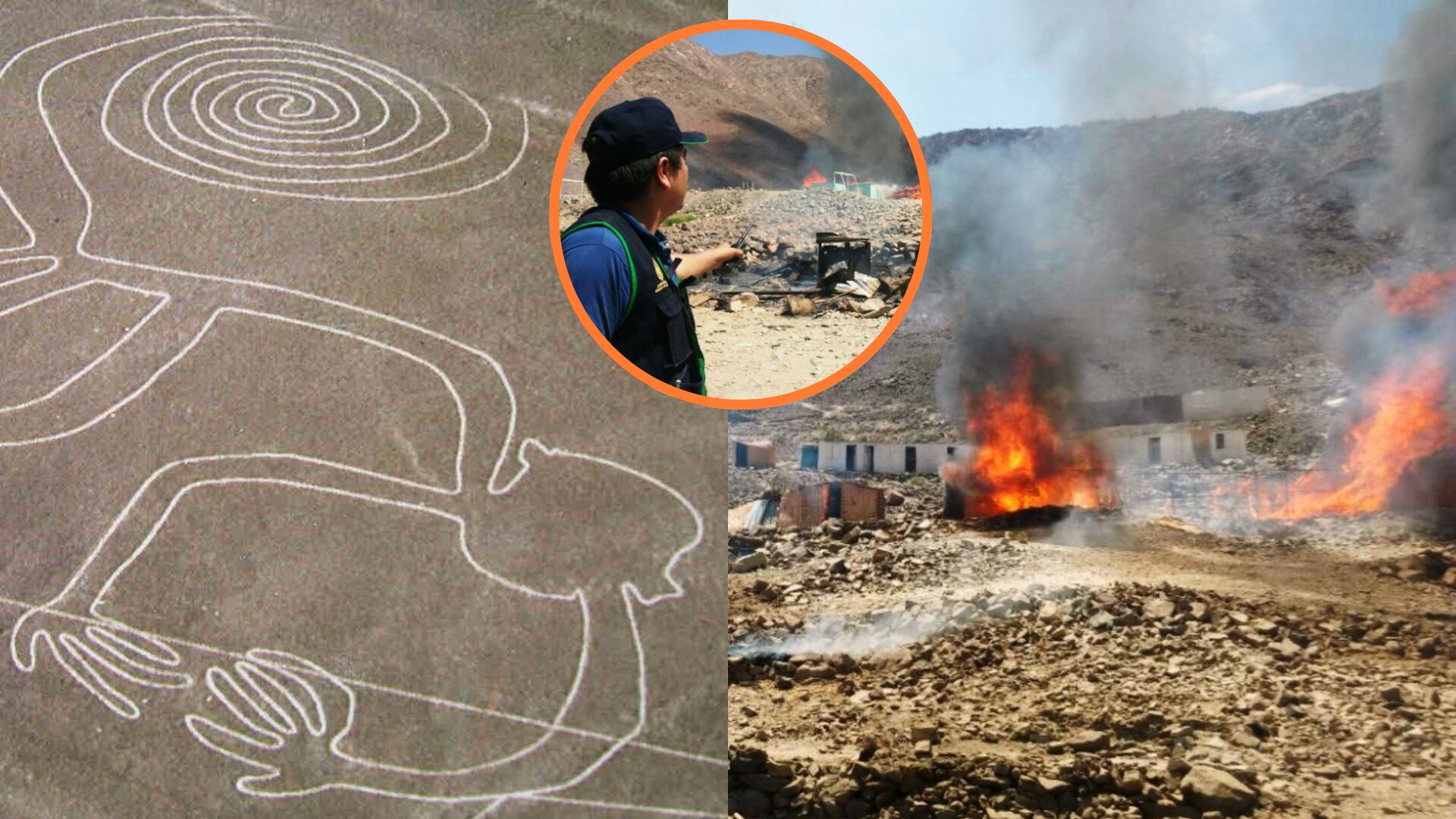 Mincul lanza alerta por el daño de la minería ilegal en Líneas de Nazca.  (Fotocomposición Infobae Perú/ Andina)