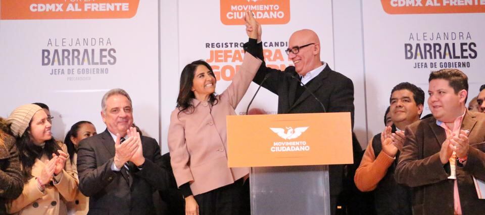 Alejandra Barrales y Dante Delgado, presidente nacional de Movimiento Ciudadano