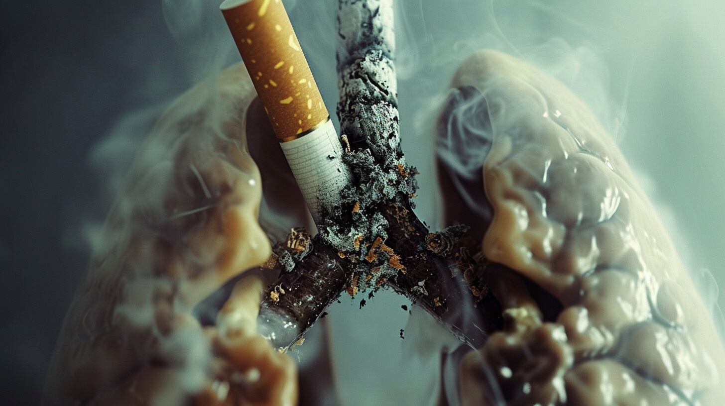 Pulmones humanos con un cigarrillo que representa el daño de fumar (Imagen Ilustrativa Infobae)