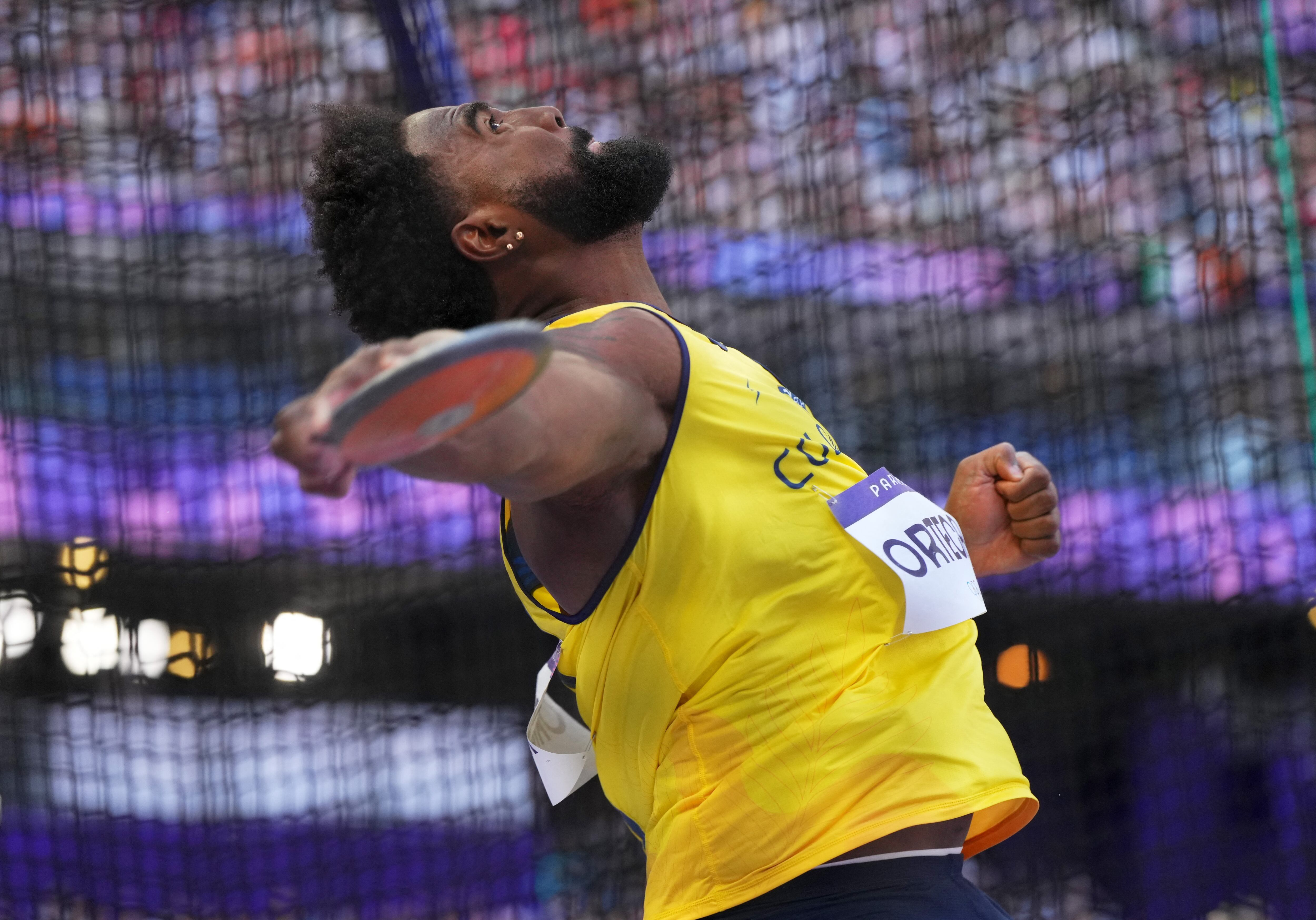 Paris 2024 Olympics - Athletics - Men's Discus Throw Qualification - Gp A - Stade de France, Saint-Denis, France - August 05, 2024.  Mauricio Ortega of Colombia in action. REUTERS/Aleksandra Szmigiel