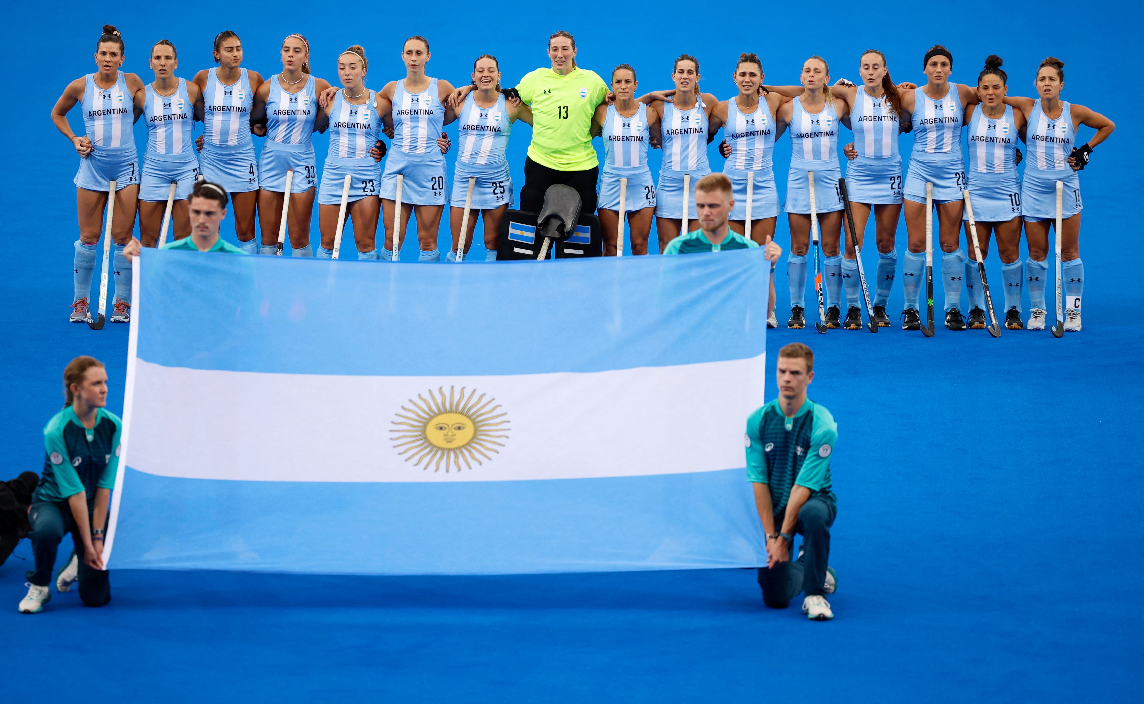 Las Leonas debutaron con una goleada ante Estados Unidos en los Juegos Olímpicos de París 2024 (REUTERS/Adnan Abidi)