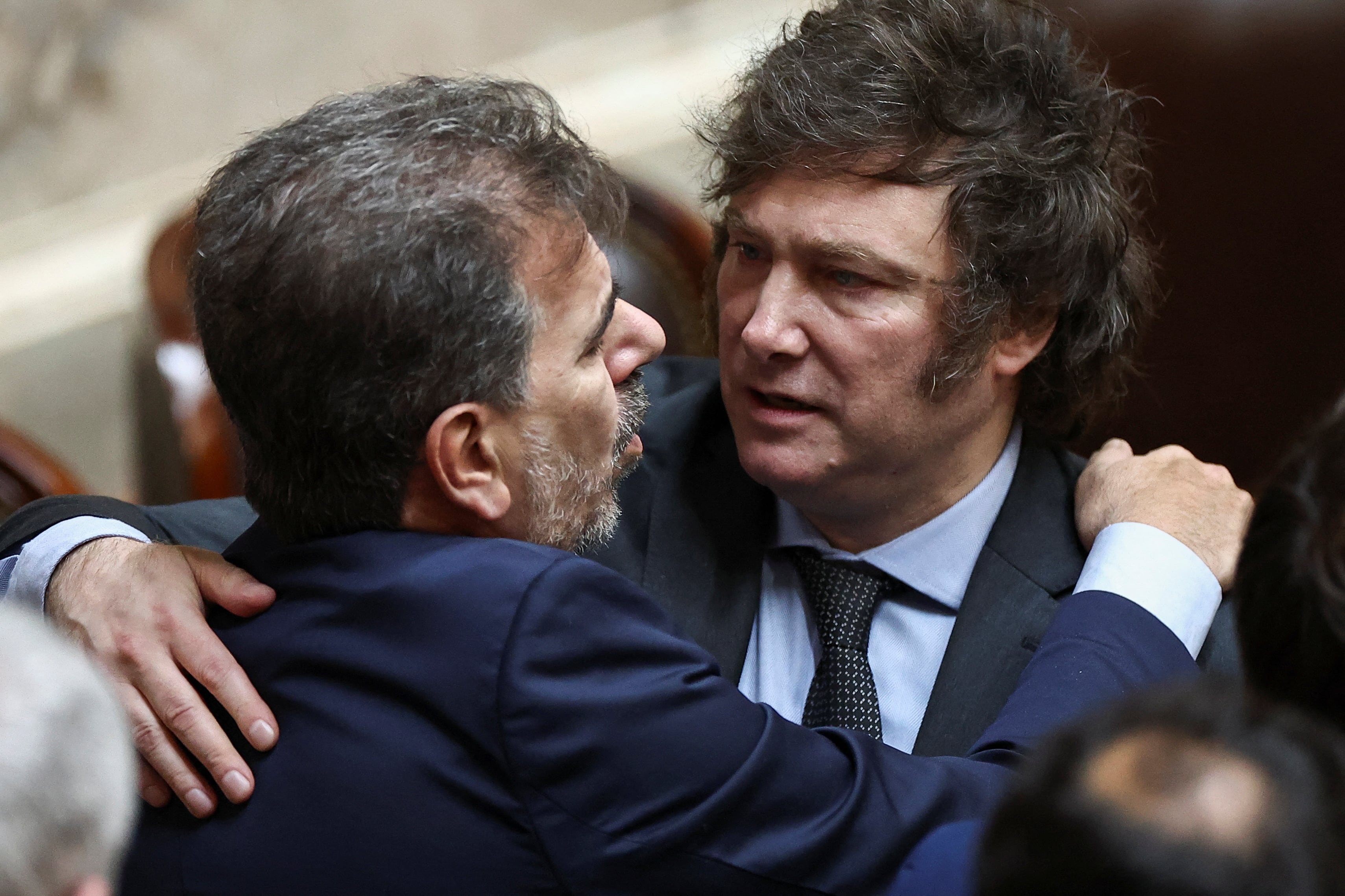 Javier Milei y Cristian Ritondo, del PRO (REUTERS)