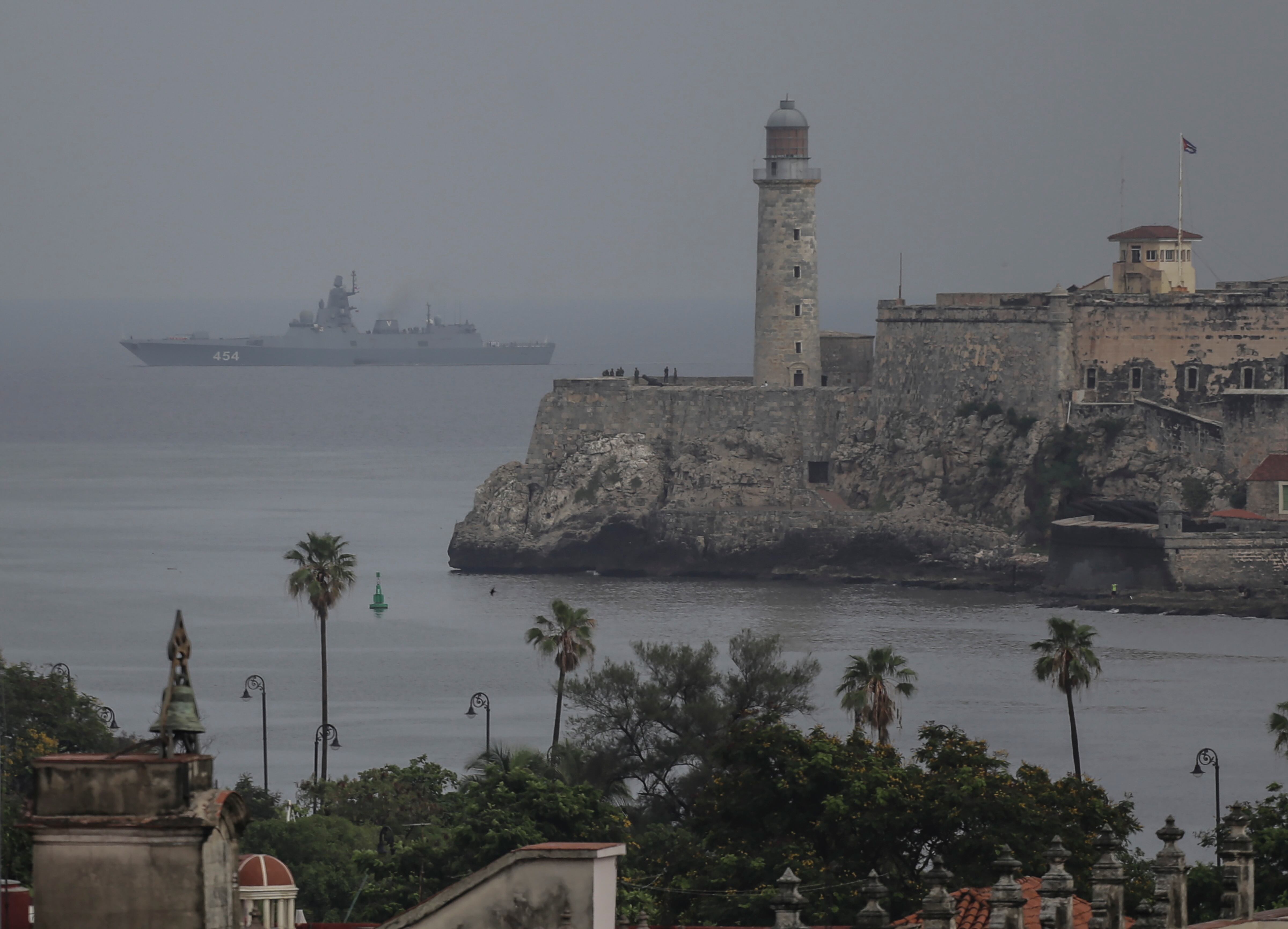 La fragata Almirante Gorshkov de la Armada rusa en Cuba (AP Foto/Ariel Ley)