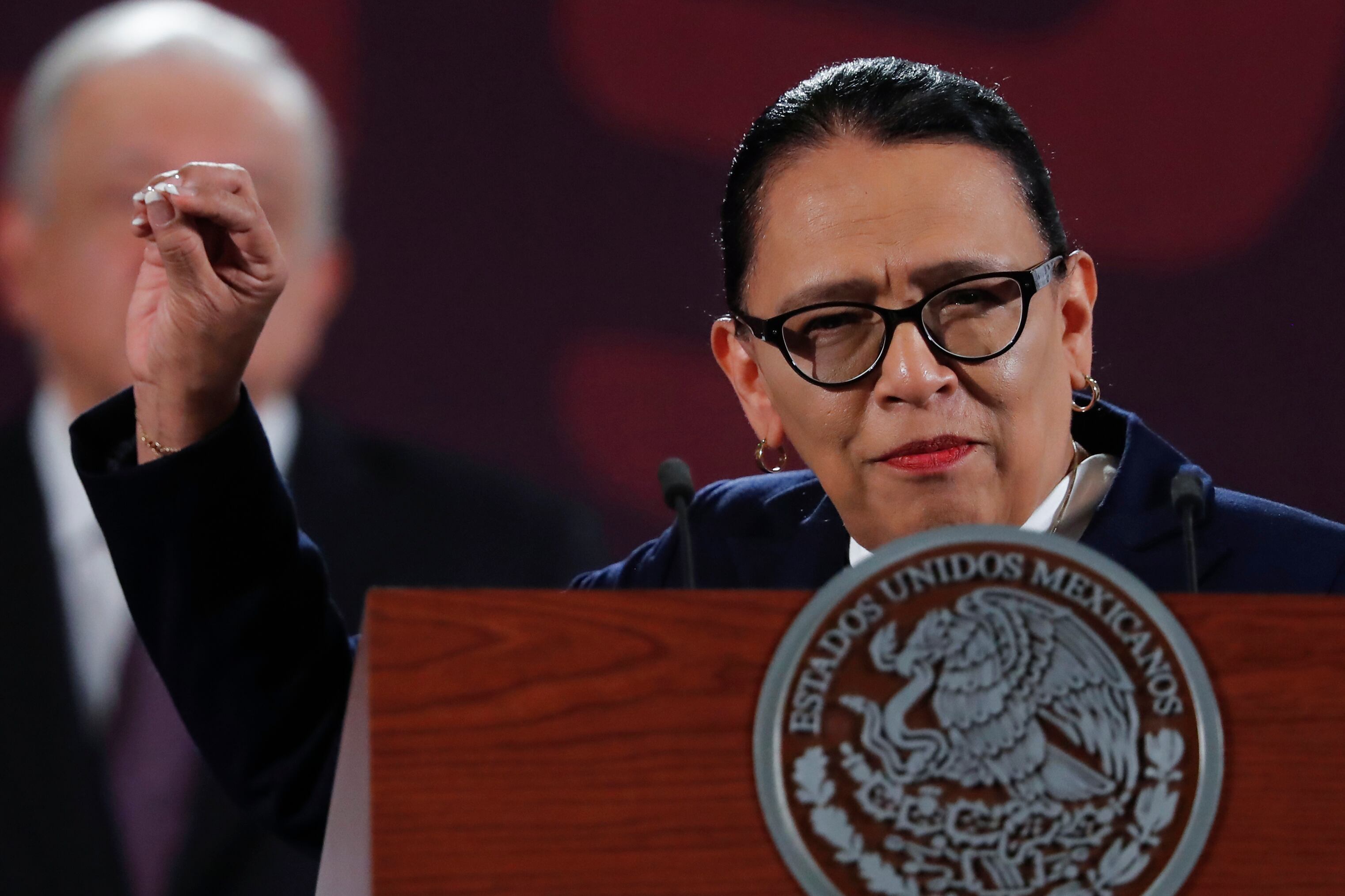 Rosa Icela Rodríguez se presentó en la mañanera de AMLO. (Foto: EFE/ Mario Guzmán)
