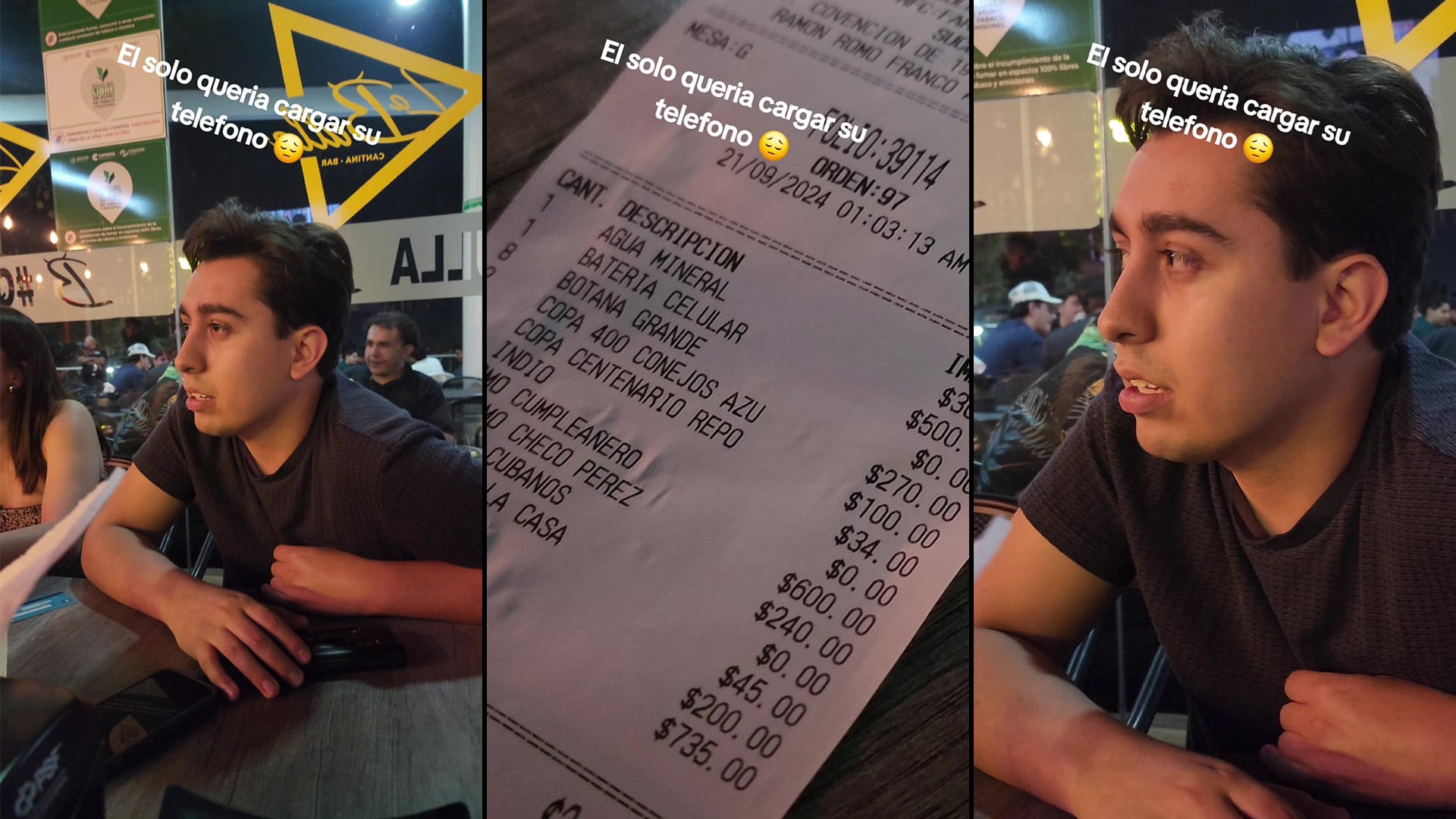 Restaurante en México cobra 500 pesos a un joven por cargar su celular