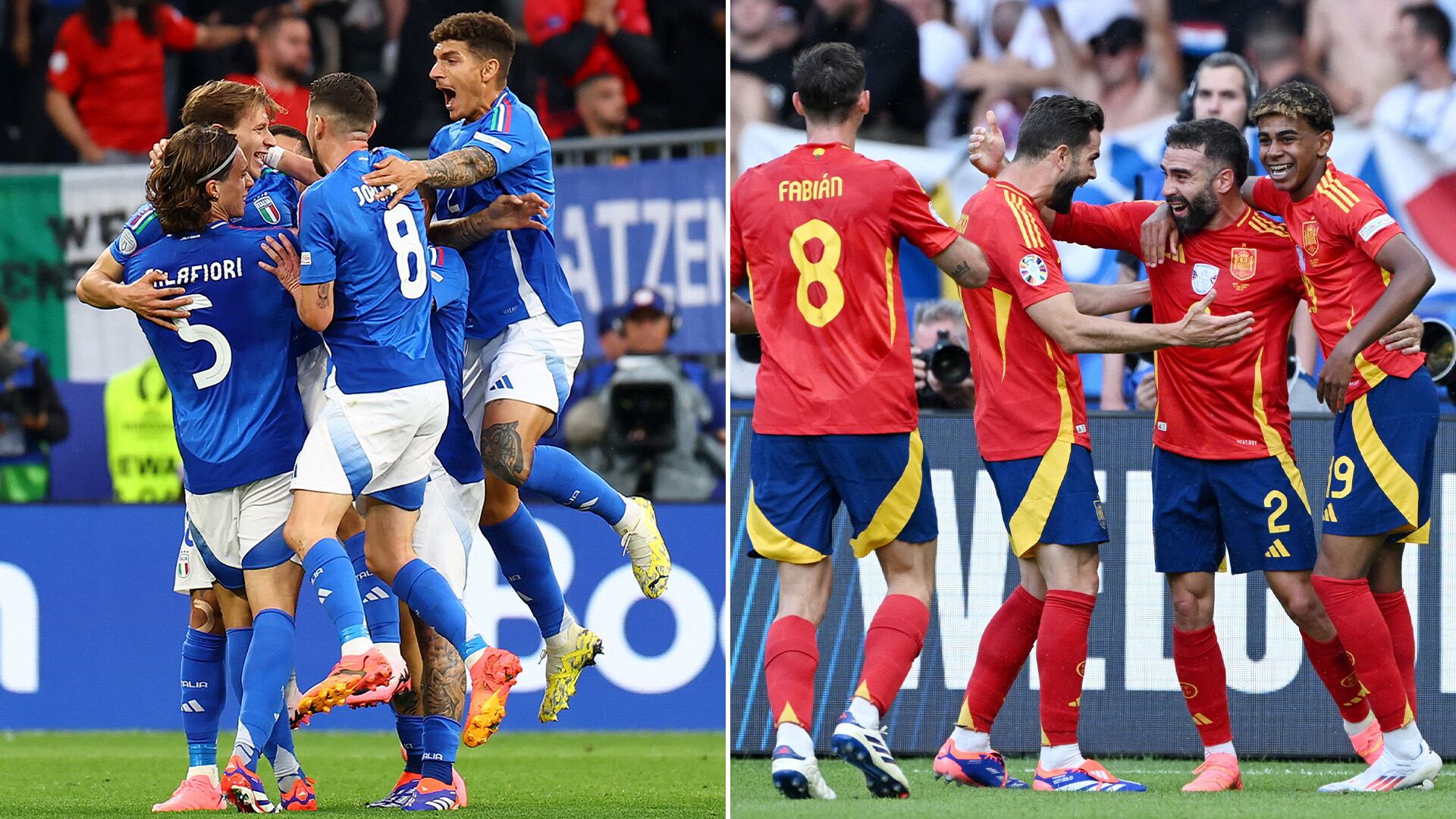 Festejo de Italia y España en Eurocopa