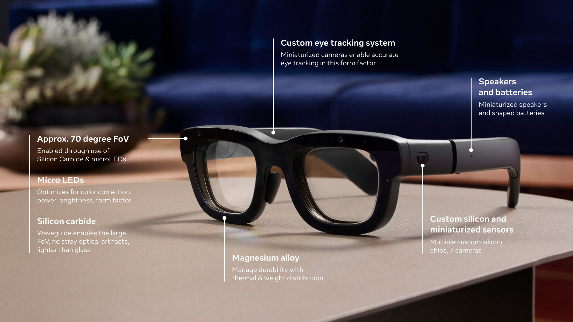 Orion es un prototipo de Meta de unas gafas de realidad aumentada ligeras. (Meta)