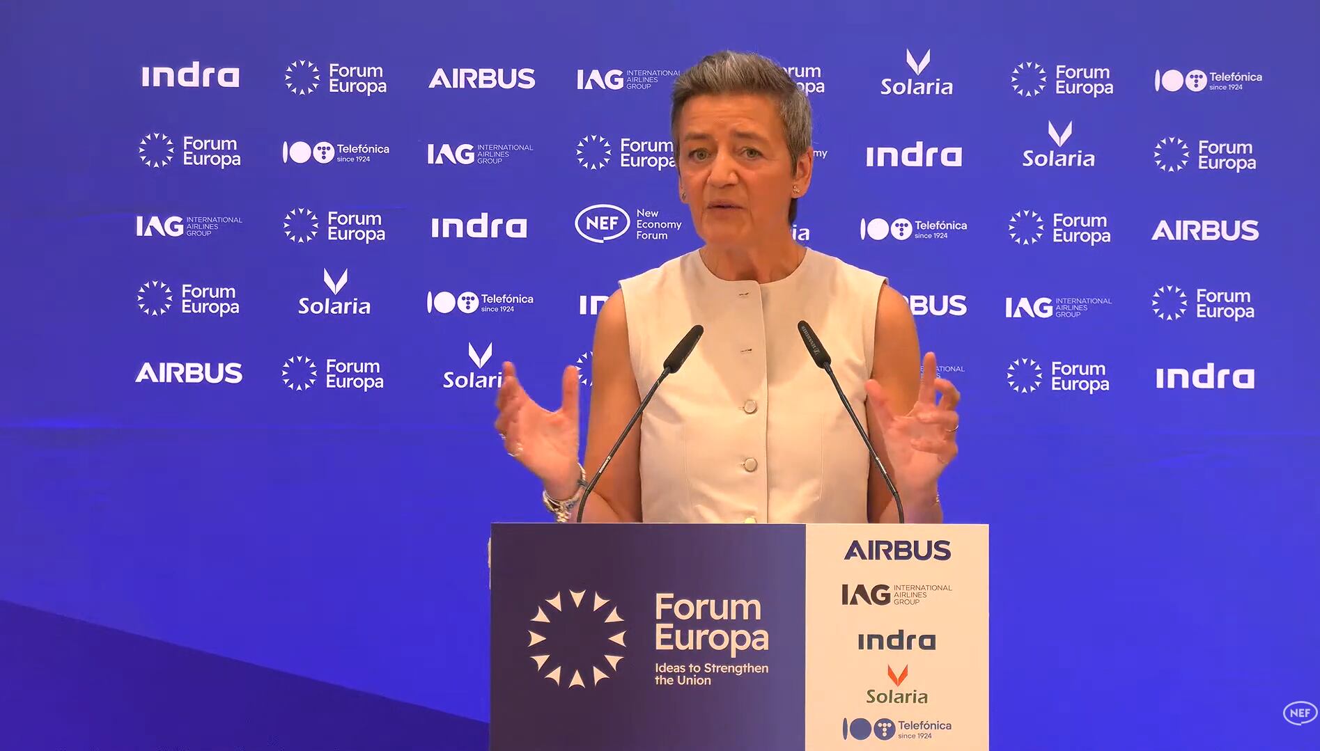 Vestager señaló que Apple está realizando comportamientos anticompetitivos. (YouTube: NewEconomyForum)