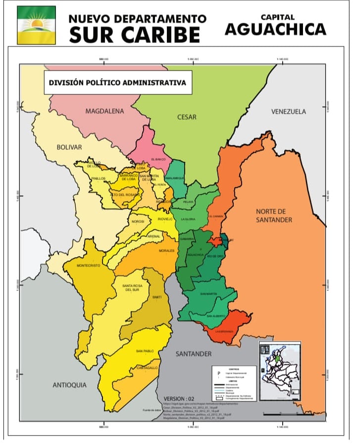 La capital del nuevo departamento colombiano, Surcaribe, sería Aguachica - crédito departamentosurcaribe.co