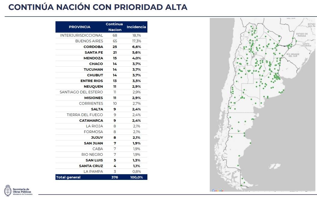 mapa de obras publicas nacion