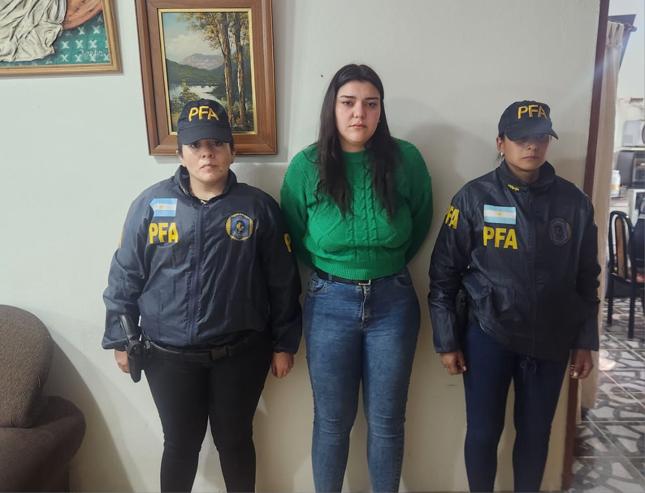 Delfina Taborda tras ser detenida por la PFA