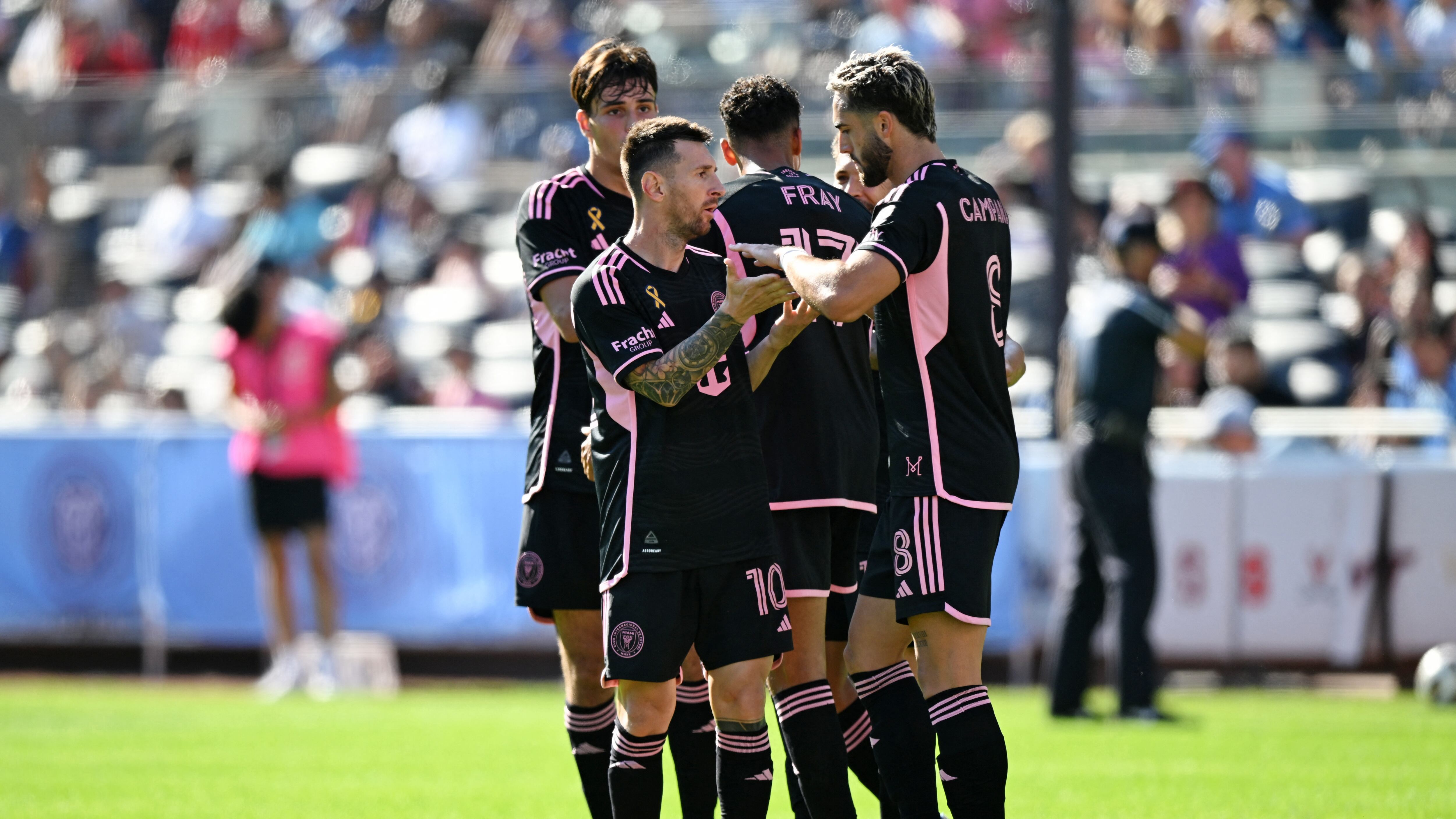 Lionel Messi celebrando un gol frente al New York City - crédito Mark Smith / Imagn Images