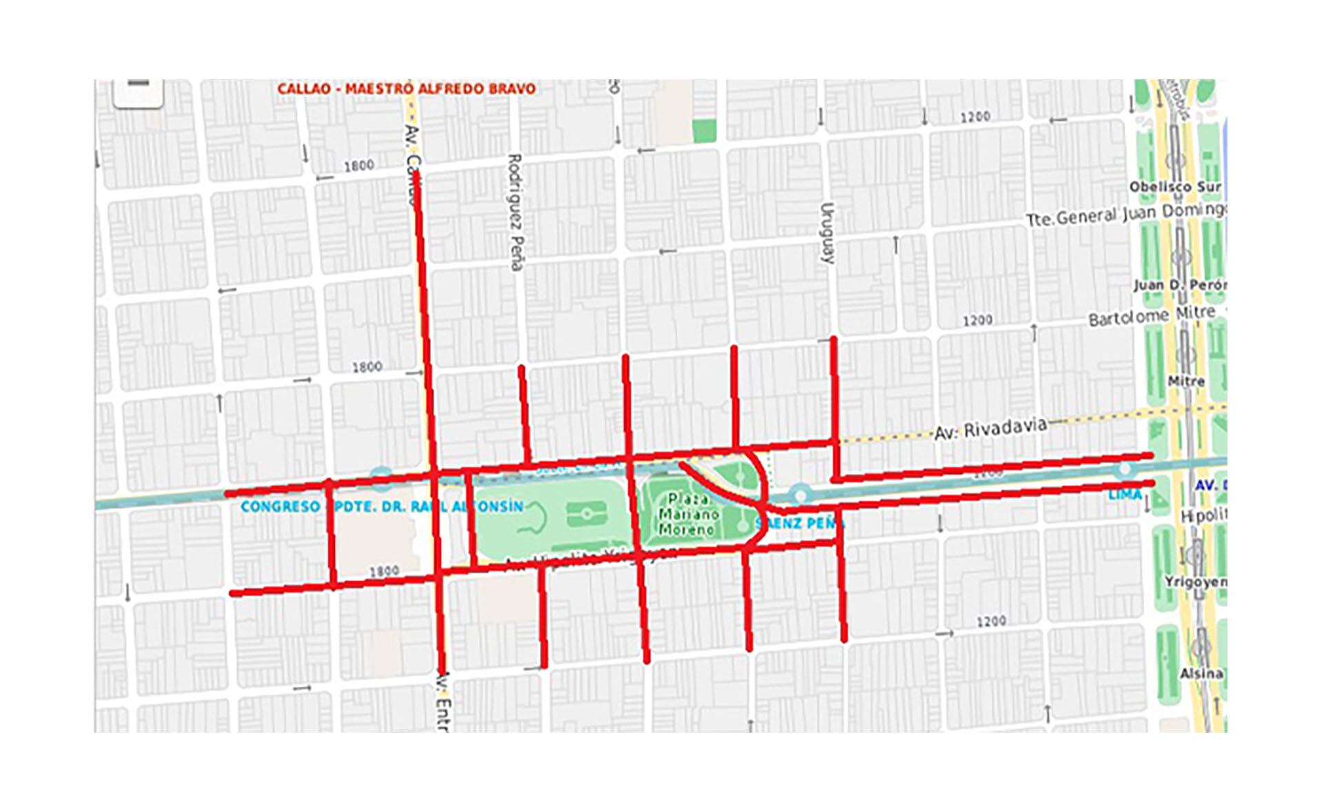 Mapa - Marcha universitaria en CABA