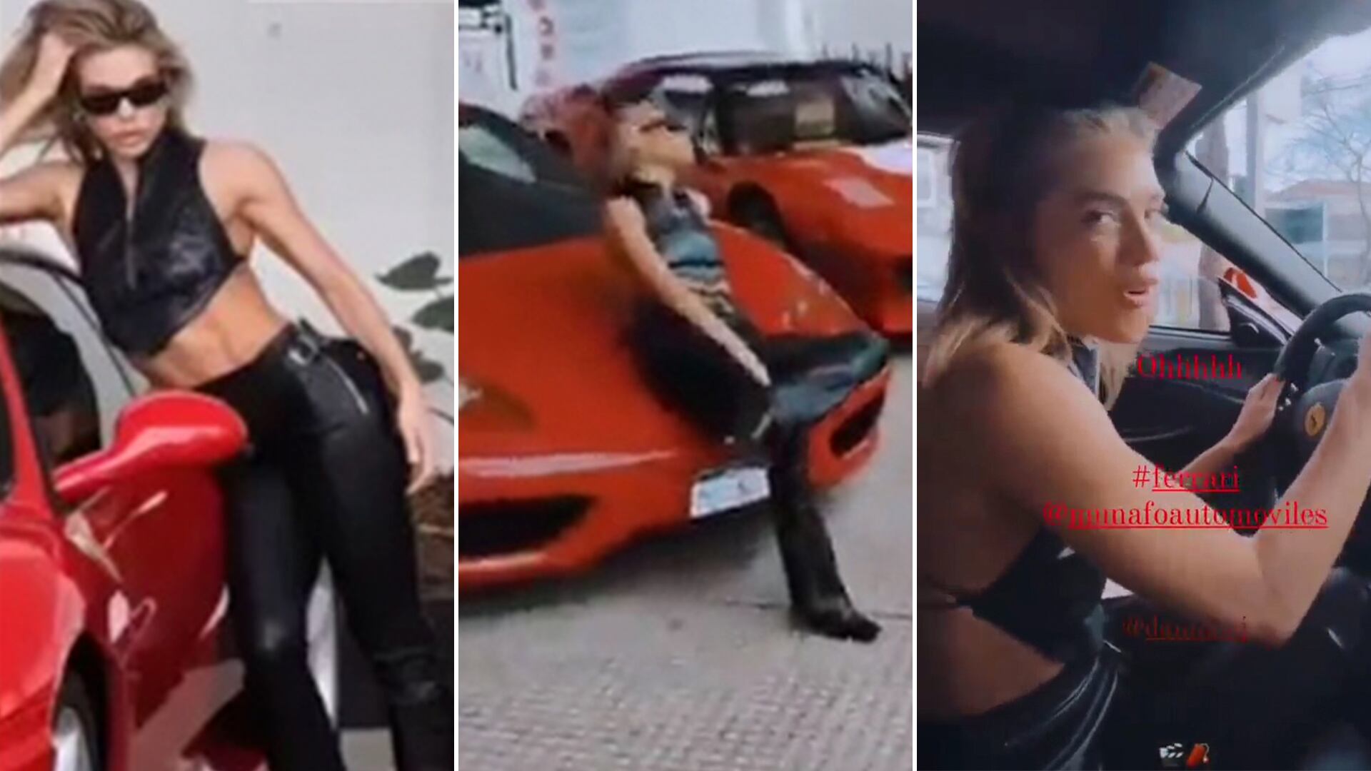 Emilia Attias sorprendió con un look de cuero al lado de un auto de alta gama