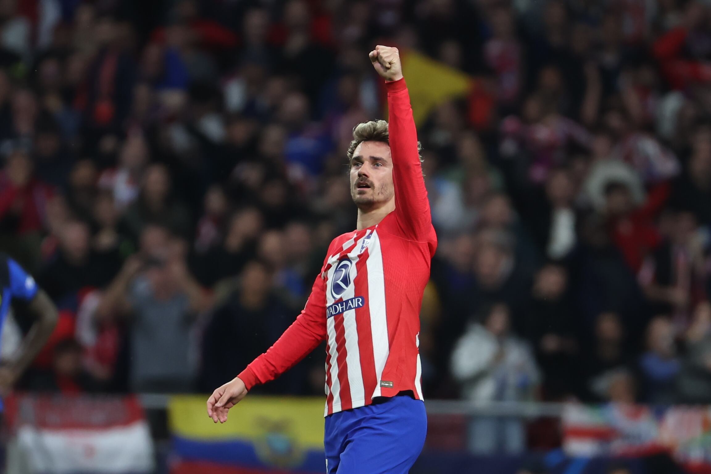 Griezmann celebra su gol al Inter en los octavos de final de la Liga de Campeones. EFE/Kiko Huesca
