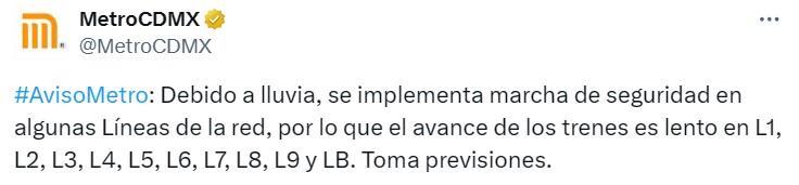 Estado en tiempo real de las diversas líneas del Sistema de Transporte Colectivo capitalino.