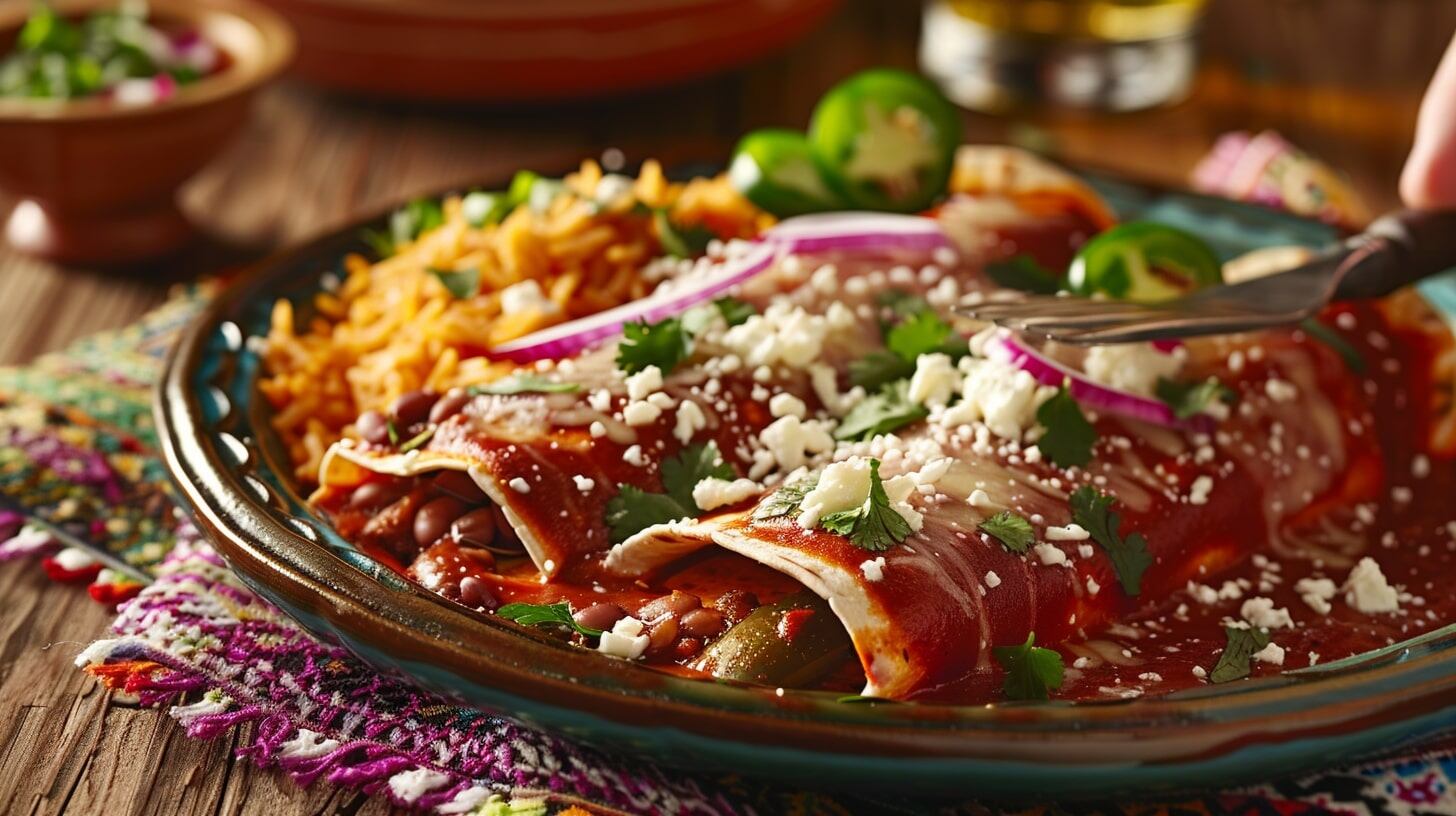 Comida mexicana, enchiladas, nopales, sabor, cultural, autenticidad, gastronomía, tortillas, especias, picor, tomate, preparación, nutritivo, típico, México - (Imagen Ilustrativa Infobae)