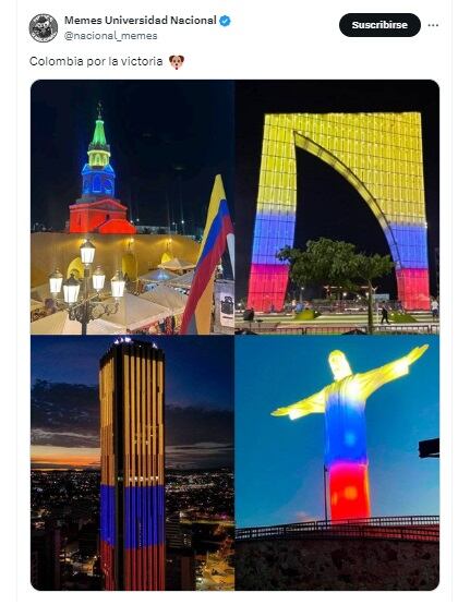 Desde la Ventana de Campeones hasta la torre Colpatria se engalanaron para animar a la selección Colombia - crédito @Nacional_Memes/X