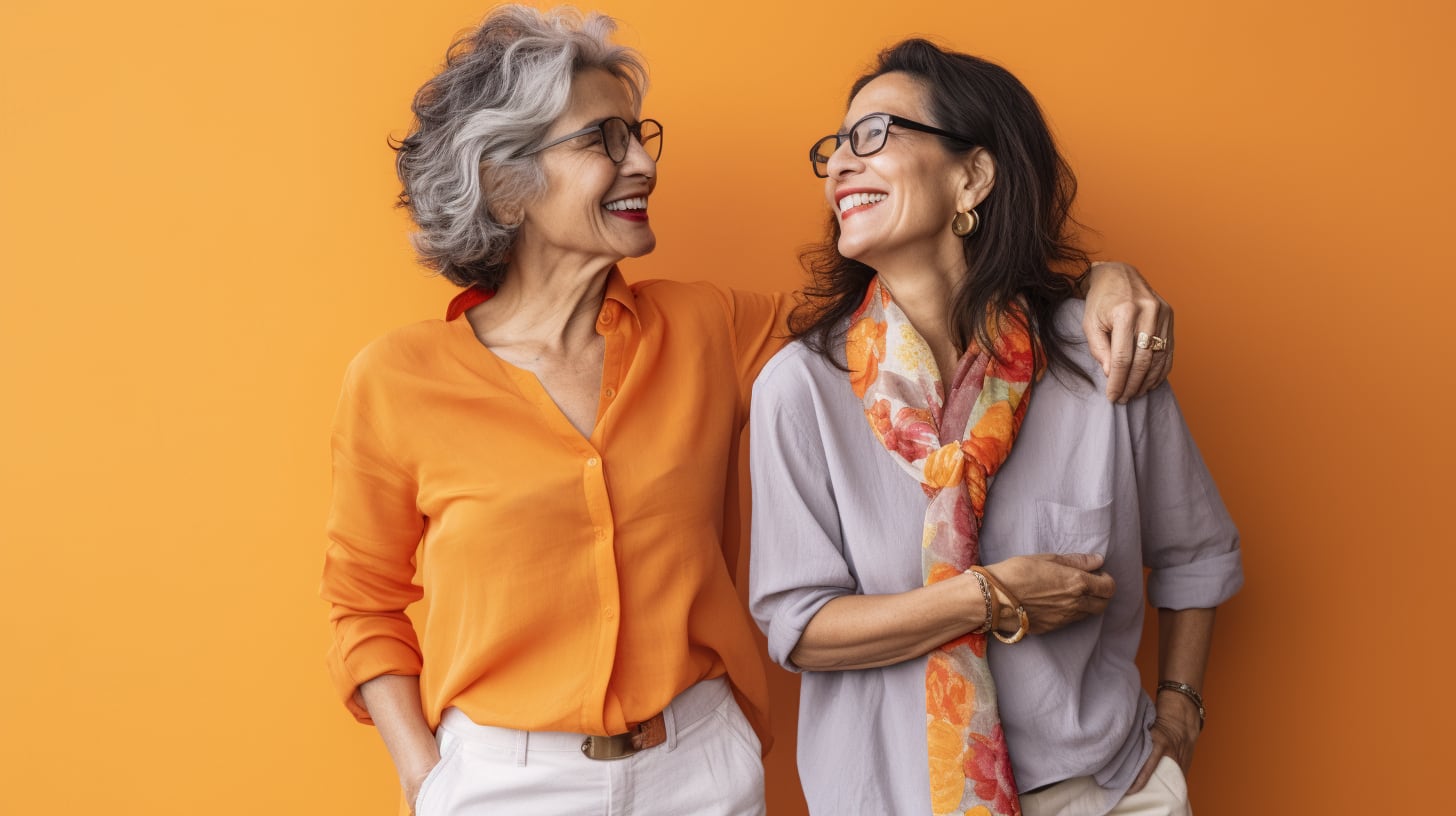 Una imagen entrañable que muestra la fuerte amistad entre dos mujeres mayores. Su vínculo es un testimonio de la felicidad y la calidez que perduran con el tiempo. (Imagen ilustrativa Infobae)