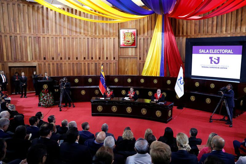 La presidenta del Tribunal Supremo de Justicia de Venezuela, Caryslia Rodríguez, se dirigió a los medios de comunicación para hablar de las elecciones presidenciales de julio - crédito Leonardo Fernández Viloria/REUTERS