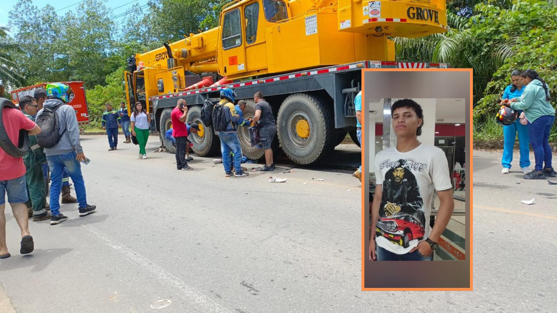 El joven terminó bajo uno de los ejes del vehículo - crédito Yariguies Stereo Barrancabermeja/Facebook y Que pasa en Barrancabermeja/Facebook