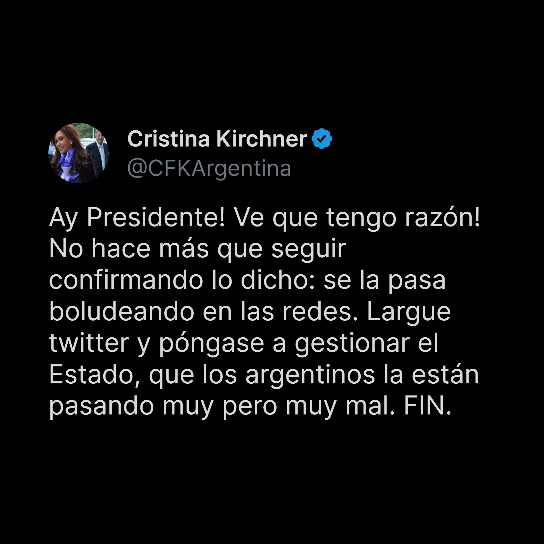 CFK contra Milei