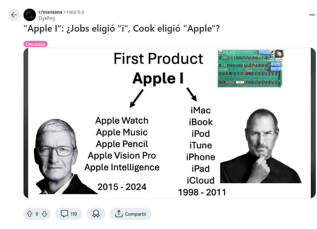 Los usuarios de Reddit señalan que Cook está nombrando los nuevos de Apple de esta forma por una estrategia de marketing. (Reddit)