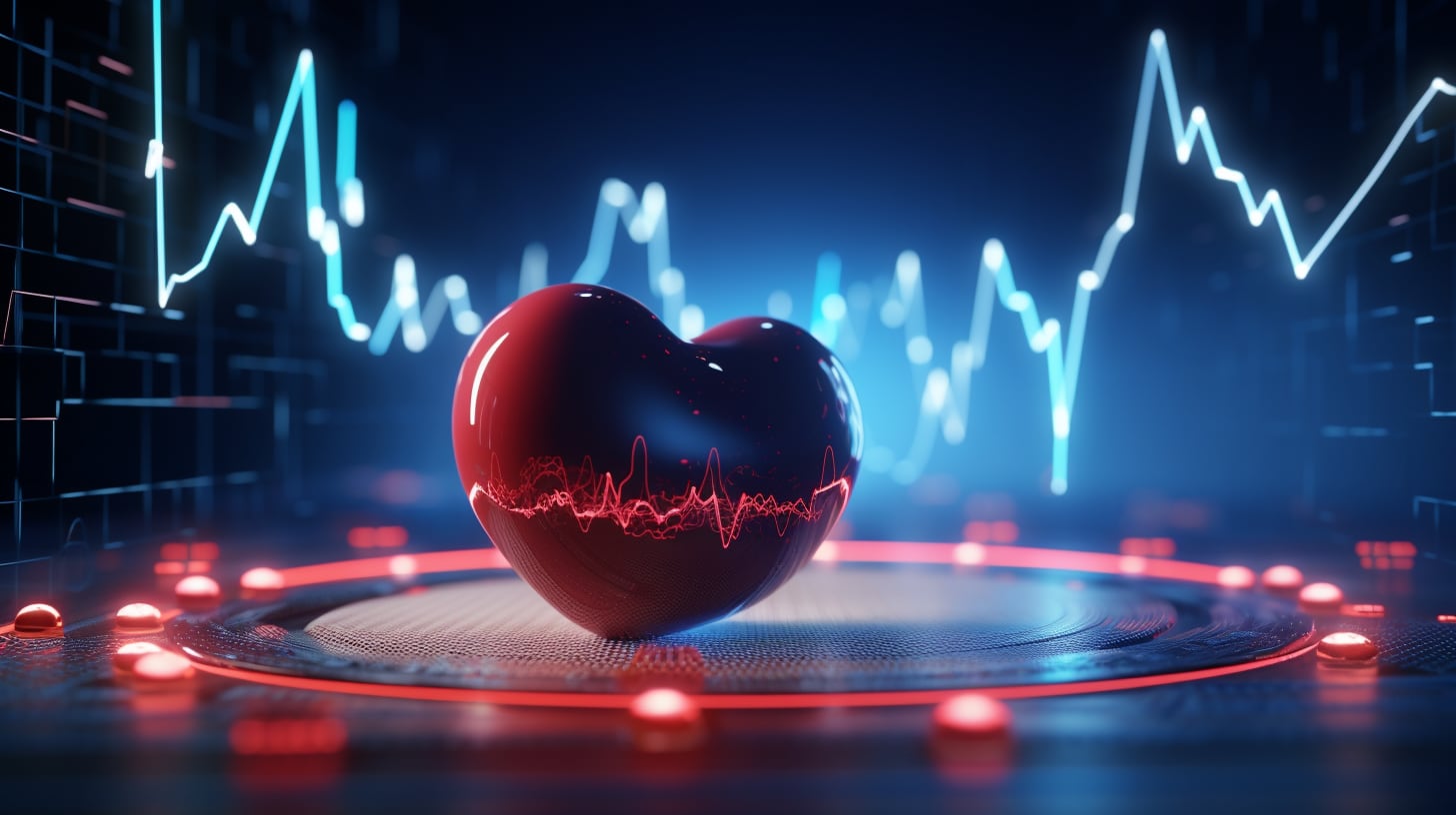 Representación realista de un corazón anatómico en rojo brillante con venas y arterias detalladas sobre fondo azul, simbolizando la unión entre tecnología, salud y prevención. (Imagen ilustrativa Infobae)