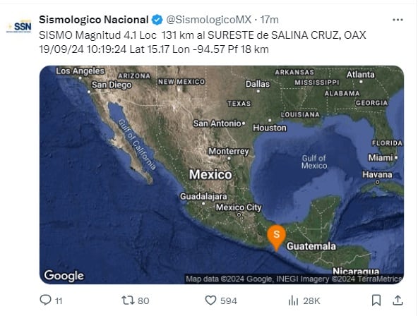 Temblor hoy 19 de septiembre en México: se registra un sismo de 4.6 en Zacatecas